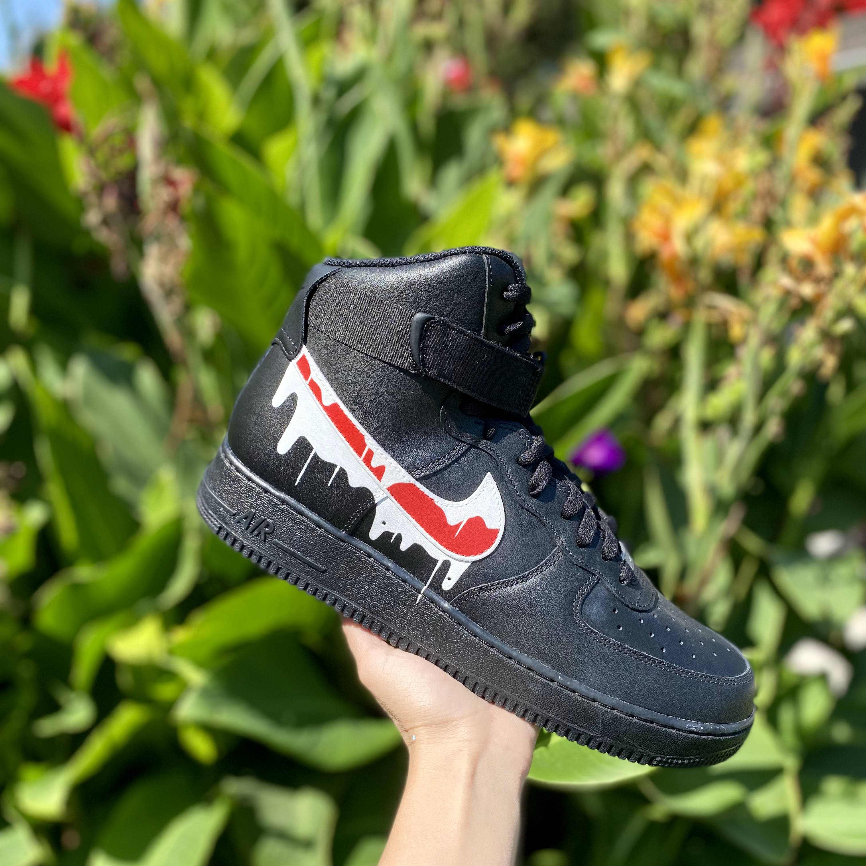 Black Dripping Custom Air Force 1 Sneakers 