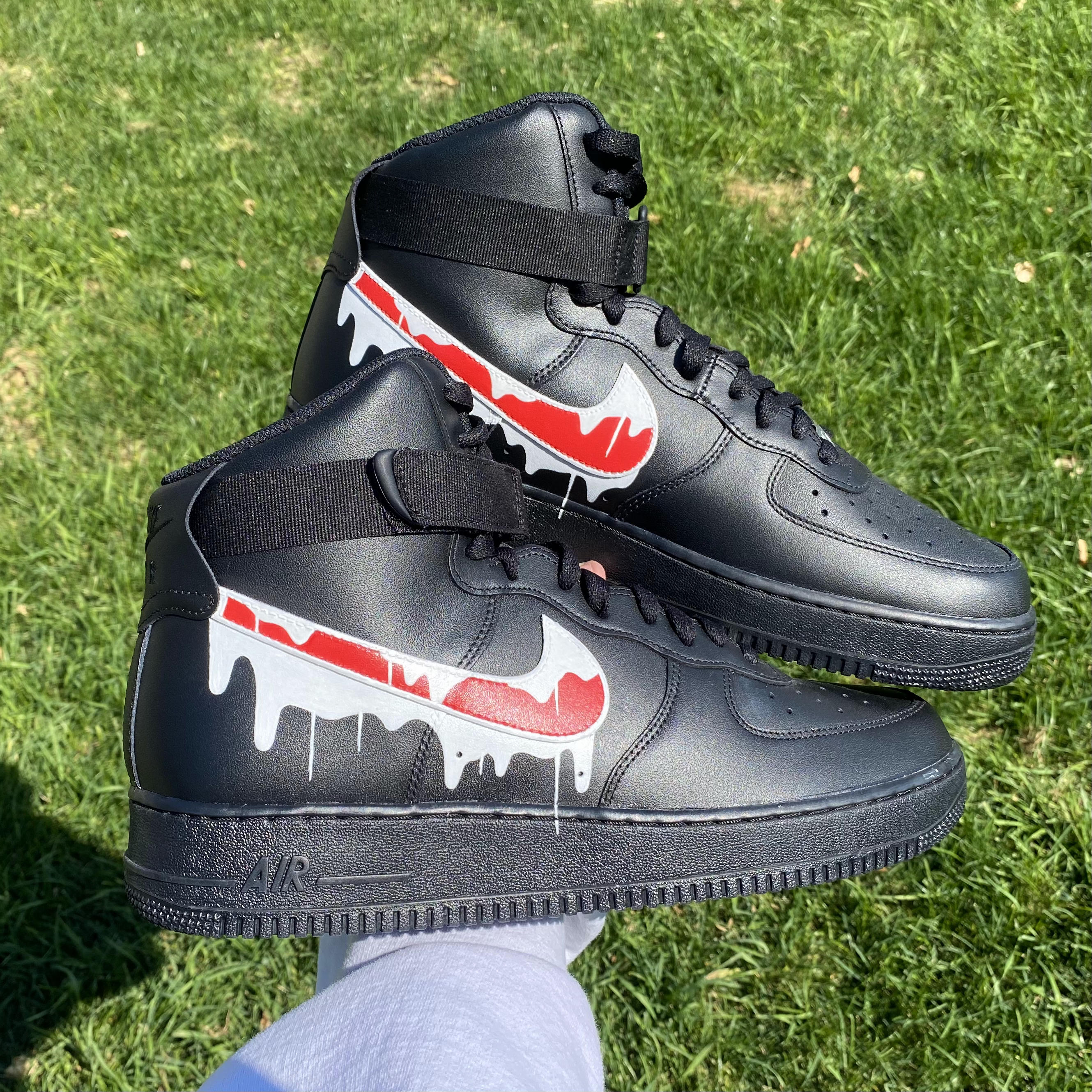 Red and Black Drip Air Force 1 Custom